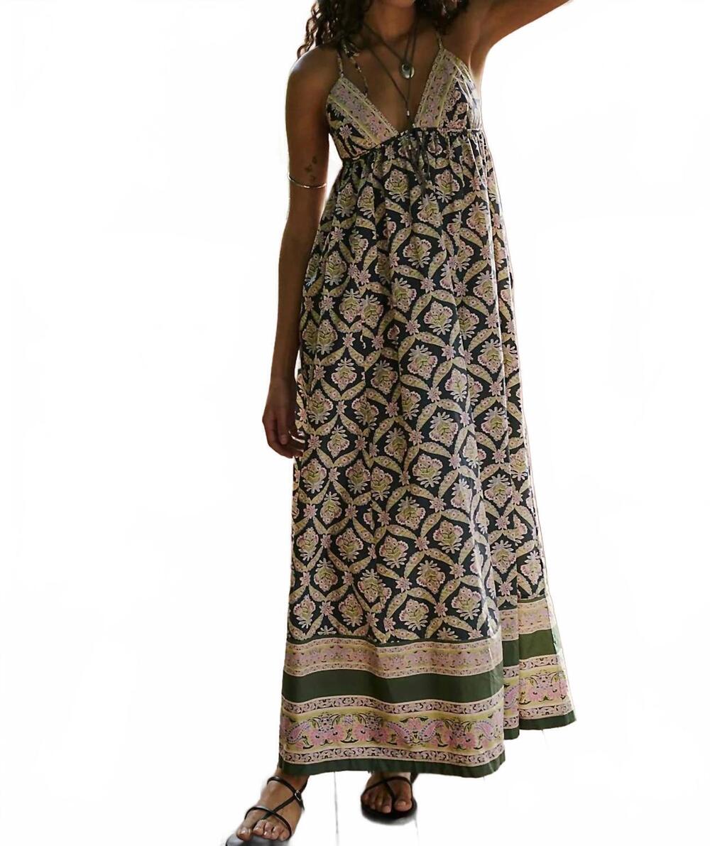 NEW FREE PEOPLE sorrento stroll printed midi dress in blueberry combo